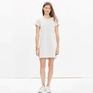 MADEWELL Stripe Play Button Back Gray and Cream Dress